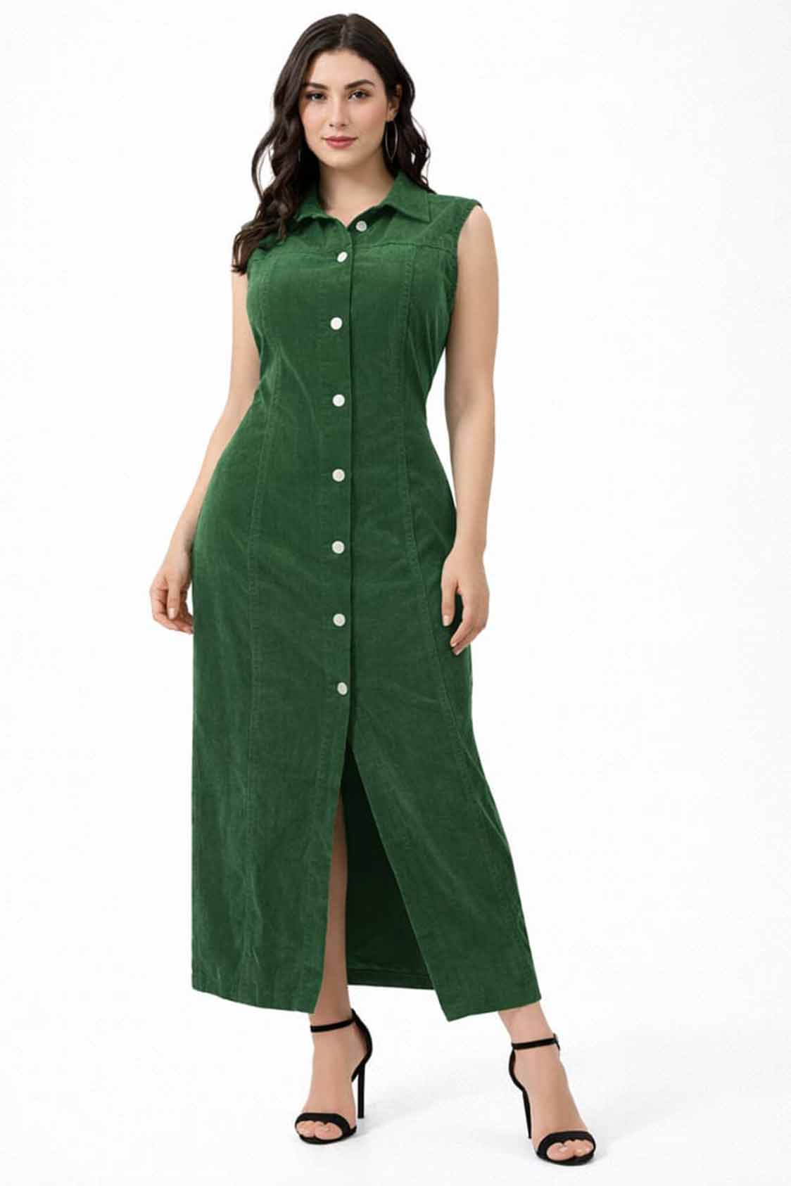 Elegant sleeveless shirt gown