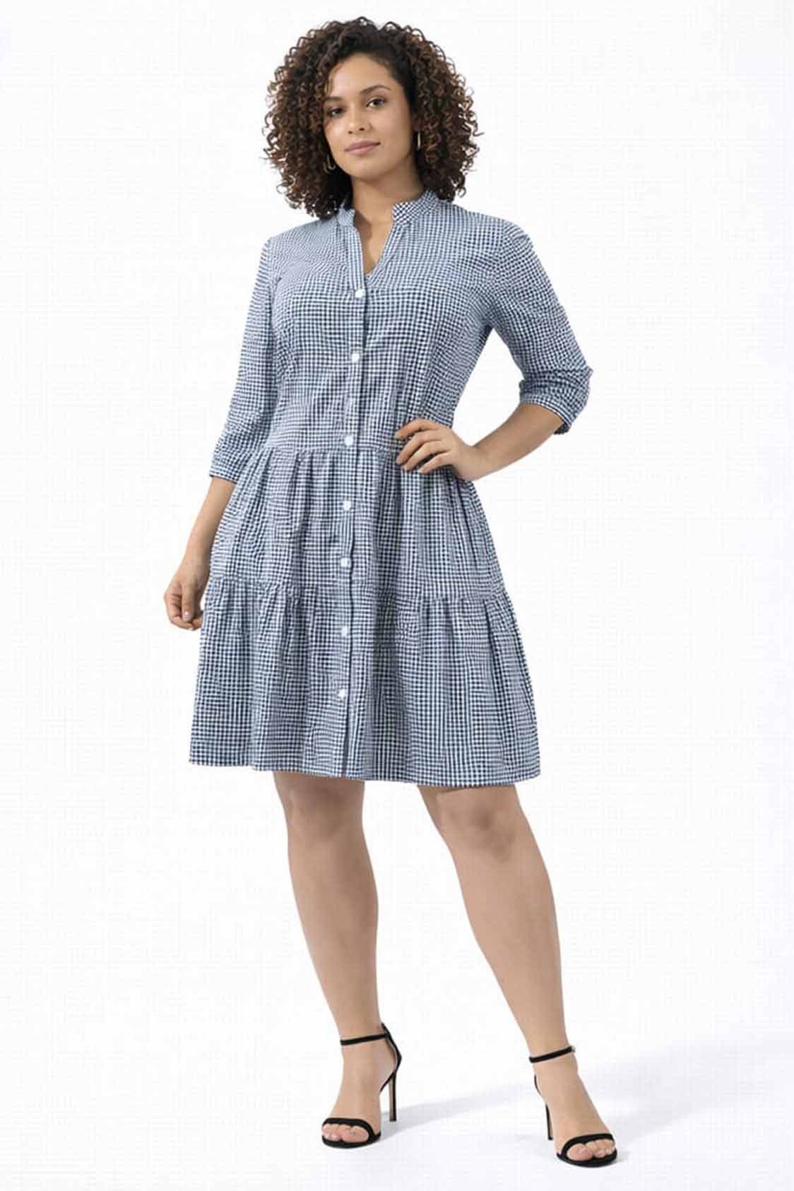 elegant stripe long sleeve shirt gown