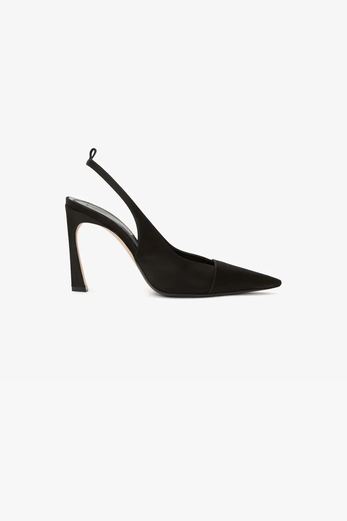 Pointy Toe Sling back in Black Calf