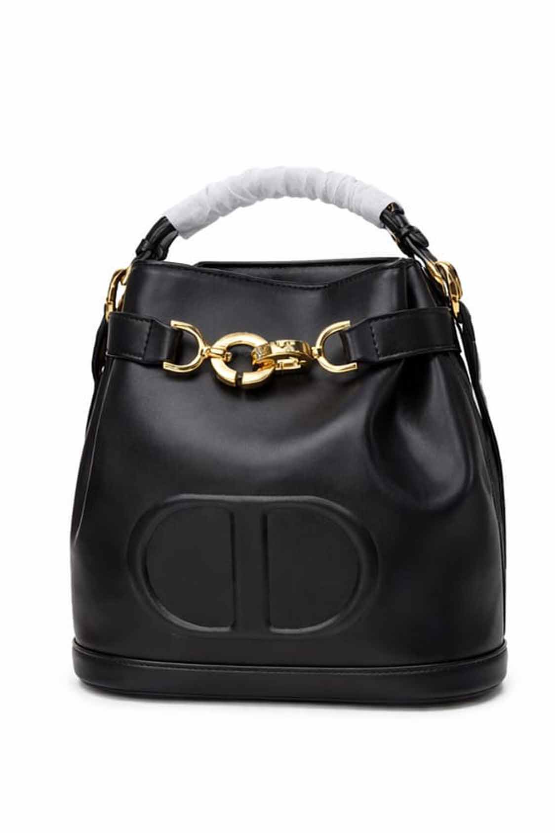 Luxury leather Bucket Handbag with Geometric Pattern