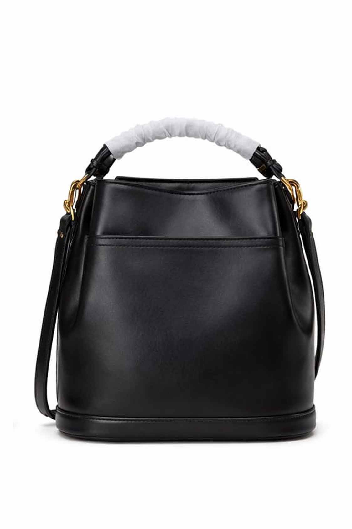 Luxury leather Bucket Handbag with Geometric Pattern - Image 3